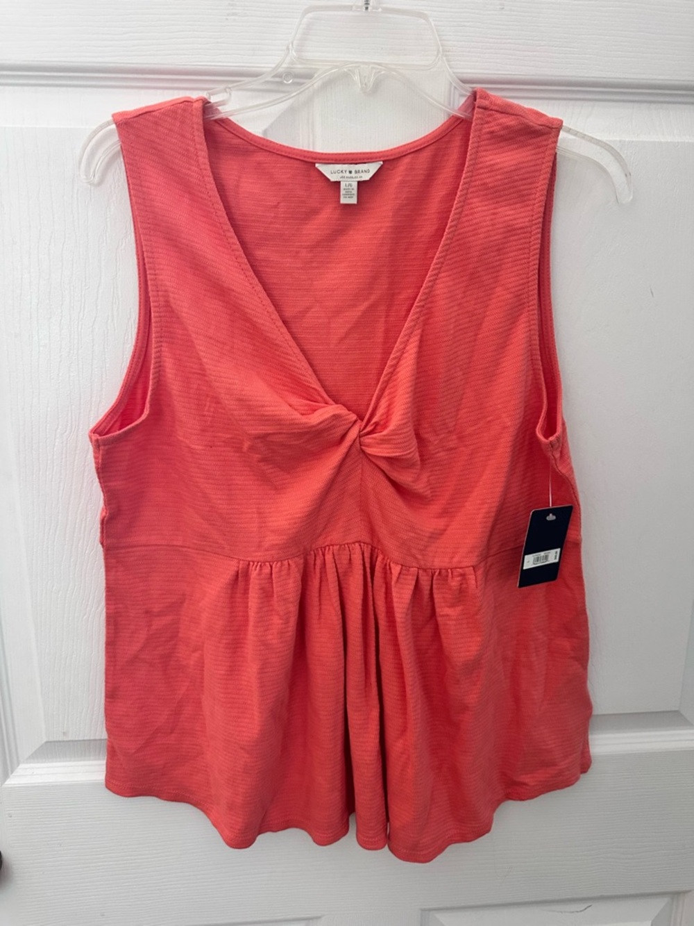 Lucky Brand Coral Twist-Front Sleeveless Tank